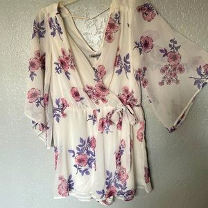 Flowered Long Sleeve Romper